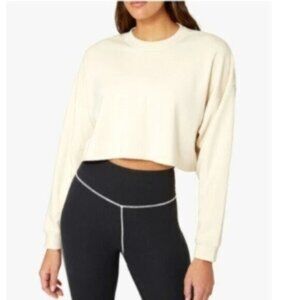 NWT WeWoreWhat Ivory Cropped Crew Neck Warm Comfy Cozy Normcore Sweatshirt Large